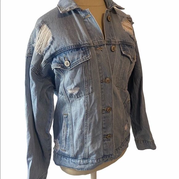 Women’s Forever 21 Distressed Jean Jacket • Medium - Picture 3 of 16